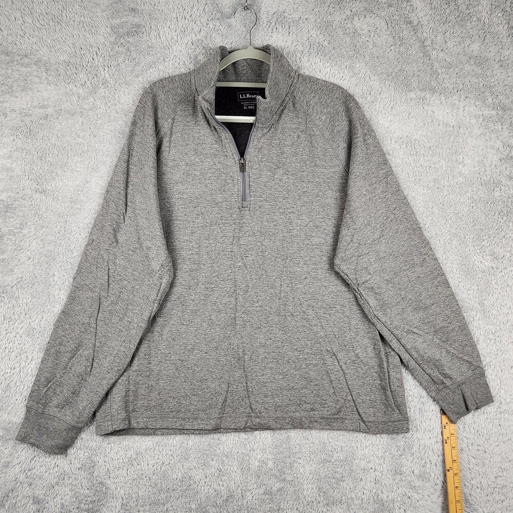 LL Bean Sweatshirt Mens XL Gray Zip Nylon Pullover Slightly Fitted Hiking Preppy